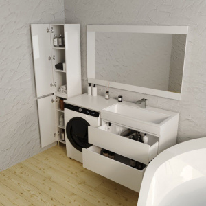 Тумба с раковиной Style Line Даллас 140 Люкс Plus R подвесная, 2 ящика, эмаль