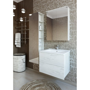 Купить Шкаф-пенал с зеркалом Sanflor Чикаго L, дуб крафт белый в Москве с доставкой Шкаф-пенал с зеркалом Sanflor Чикаго L, дуб крафт белый