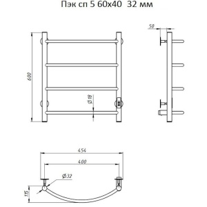 Полотенцесушитель электрический Тругор Пэк 5 60х40 с выключателем