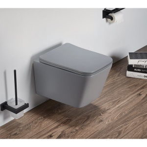 Унитаз подвесной SantiLine SL-5007MG с микролифтом, серый матовый