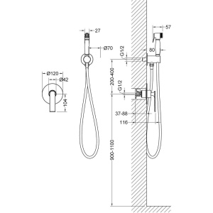 Гигиенический душ Timo Anni 2789/03SM С ВНУТРЕННЕЙ ЧАСТЬЮ, со смесителем, черный