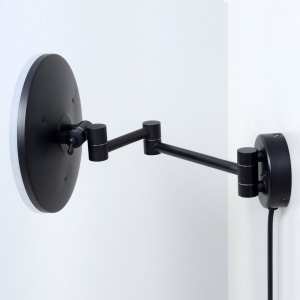 Косметическое зеркало Wasserkraft K-1004Black с подсветкой, двухстороннее, телескопическое, поворотное, черное матовое