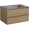 Тумба с раковиной Vincea Luka 80 2 ящика, натуральный дуб