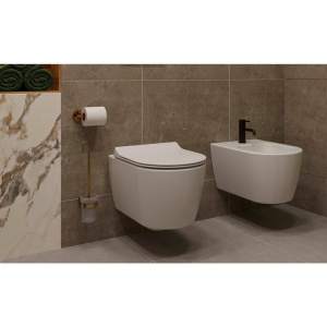 Комплект Унитаз подвесной STWORKI Ноттвиль SETK3104-2616 безободковый, с микролифтом, белый + Инсталляция EWRIKA ProLT 0026-2020 + Кнопка 0042 белая + Биде K3106-2605 + Инсталляция AlcaPlast A105 /1120