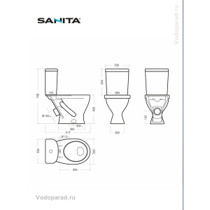 Унитаз-компакт напольный с бачком и сиденьем Sanita Формат WC.CC/Format/1-P/WHT.G/S1