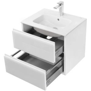 Купить Тумба с раковиной Aquaton Римини 60 1A2266K1RN010 белый глянец в Москве с доставкой Тумба с раковиной Aquaton Римини 60 1A2266K1RN010 белый глянец