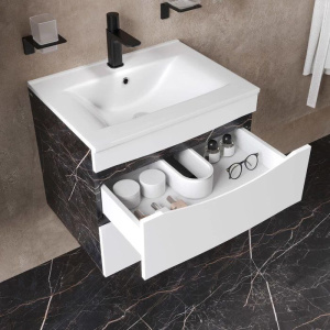 Купить Тумба с раковиной IDDIS Cloud 60 подвесная, белая, черный мрамор в Москве с доставкой Тумба с раковиной IDDIS Cloud 60 подвесная, белая, черный мрамор