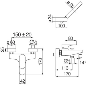 Смеситель для ванны Nobili Yoyo YO126110CR Chrome