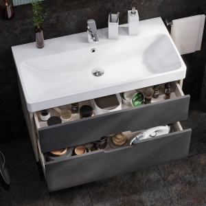 Тумба с раковиной AQUATON Оливия 90, грей/дуб ойстер