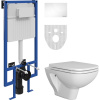 Комплект Унитаз подвесной DIWO Сочи 7508N003-0079 безободковый + Крышка Yakut 0344 с микролифтом + Инсталляция STWORKI + Кнопка Хельсинки 500470 белая