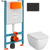 Комплект Унитаз подвесной VitrA Shift 7742B003-0075 белый глянцевый + Крышка DIWO Шифт 0405 с микролифтом + Инсталляция V-Fix Core + Кнопка Root Square 740-2311 черная матовая