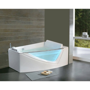 Акриловая ванна Orans BT-65109 R 170x120 см, угловая, с гидромассажем, с каркасом, со сливом-переливом, с подголовником, для двоих, асимметричная