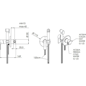 Гигиенический душ Remer Energy EY65WNO со смесителем, С ВНУТРЕННЕЙ ЧАСТЬЮ, черный матовый