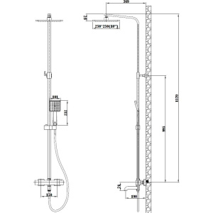Купить Душевая стойка ESKO Singapore Black STT5054 BL с термостатом, черная в Москве с доставкой Душевая стойка ESKO Singapore Black STT5054 BL с термостатом, черная