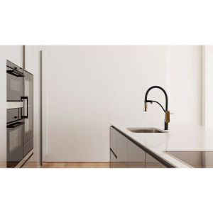 Смеситель для кухни Lemark Bronx LM3761BLR черный/золото с гибким изливом