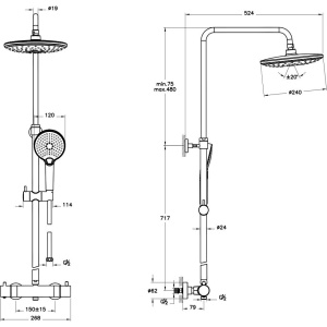 Душевая стойка VitrA AquaHeat A4720536EXP матовая черная