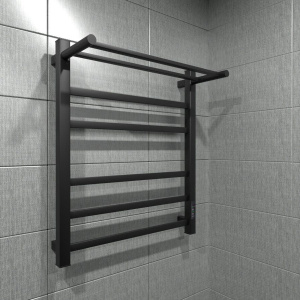 Полотенцесушитель электрический Маргроид Вид 81-10 профильный 60x50 R с полкой, черный матовый