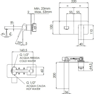 Смеситель для раковины Remer Absolute AU15NO черный матовый, С ВНУТРЕННЕЙ ЧАСТЬЮ