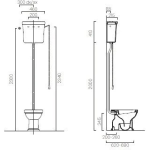 Бачок для унитаза GSI Classic 878011 для высокой трубы