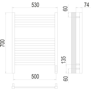 Полотенцесушитель электрический Terminus Ното П9 500х700