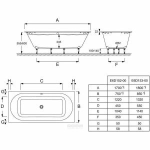 Купить Ванна Jacob Delafon Odeon Rive Gauche 180x80 E6D153-00 из материала Flight в Москве с доставкой Ванна Jacob Delafon Odeon Rive Gauche 180x80 E6D153-00 из материала Flight
