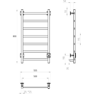 Купить Полотенцесушитель электрический Тругор Пэк сп 20 80x50 с выключателем, черный в Москве с доставкой Полотенцесушитель электрический Тругор Пэк сп 20 80x50 с выключателем, черный