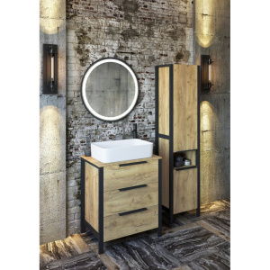 Зеркало круглое Sanflor Гард 70/2 черное, с подсветкой