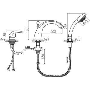 Смеситель на борт ванны Rav Slezak Dunaj D469.5SZ