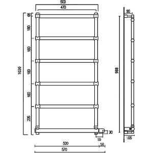 Полотенцесушитель электрический Margaroli Sole 542-6 хром