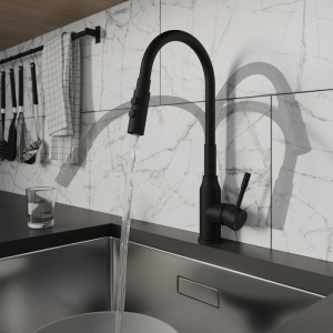 Смеситель для кухни Milardo Meal M01BL2FM05 черный, с гибким изливом