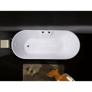 Акриловая ванна Orans BT-NL601- FTSI Black 175x75 см, отдельностоящая, овальная, с каркасом, со сливом-переливом, черная, матовая