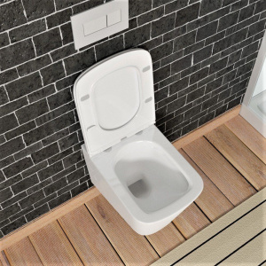 Унитаз подвесной Bauedge Stil BS0002 безободковый, с микролифтом, белый