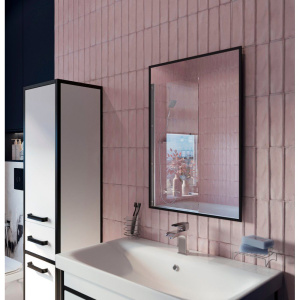 Зеркало DIWO Элиста 50 черное, с подсветкой светодиодной, прямоугольное, настенное, российское