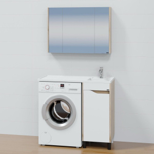 Тумба с раковиной СаНта Сатурн 38 R под стиральную машину, напольная, 1 дверца, дуб австрийский