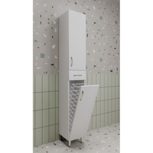Шкаф-пенал Style Line Эко Стандарт 30 напольный, с бельевой корзиной, белый