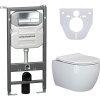 Комплект Унитаз подвесной Ceramicanova Play CN3001 безободковый, с микролифтом + Инсталляция Envision CN1002CH + Кнопка Flat, хром