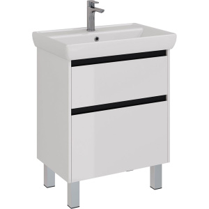 Купить Тумба с раковиной Lemark Combi 70 черная, белая глянцевая в Москве с доставкой Тумба с раковиной Lemark Combi 70 черная, белая глянцевая