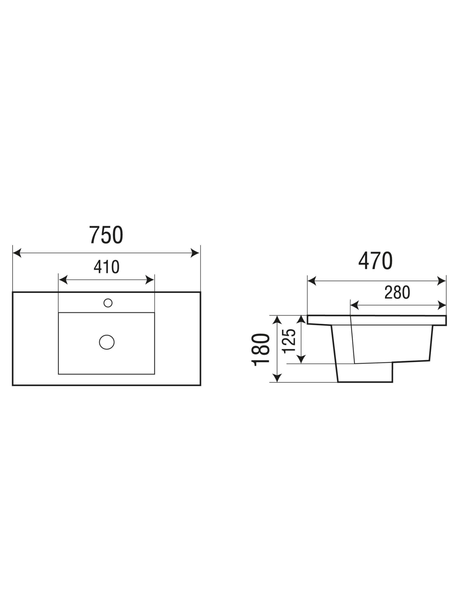 Раковина врезная 750х470х180 WeltWasser DEILBACH 7505-75 (10000004627)