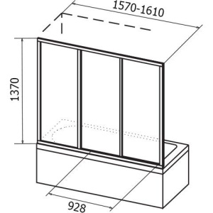 Шторка на ванну Ravak Supernova AVDP3-160 Transparent, профиль белый