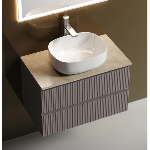 Купить Тумба с раковиной Sancos Snob T 80 см, doha soft, столешница бежевая, раковина CN6018 в Москве с доставкой Тумба с раковиной Sancos Snob T 80 см, doha soft, столешница бежевая, раковина CN6018