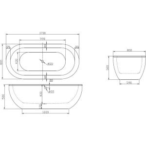 Акриловая ванна BelBagno BB13-1700 170x80 см, отдельностоящая, овальная