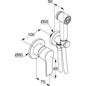 Гигиенический душ Kludi Zenta SL 489983965 со смесителем, С ВНУТРЕННЕЙ ЧАСТЬЮ, черный матовый