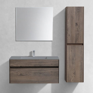 Купить Тумба с раковиной Vincea Chiara 100, темный дуб, с серой раковиной в Москве с доставкой Тумба с раковиной Vincea Chiara 100, темный дуб, с серой раковиной