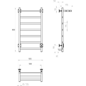 Купить Полотенцесушитель электрический Тругор Пэк сп 20 П 80x50 с выключателем, черный в Москве с доставкой Полотенцесушитель электрический Тругор Пэк сп 20 П 80x50 с выключателем, черный