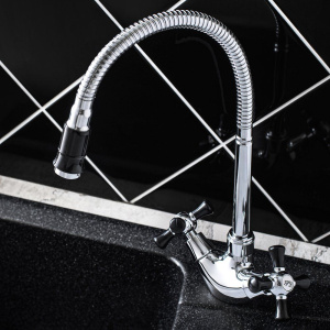 Купить Смеситель для кухни РМС SL92BL SL92BL-279F хром, чёрный в Москве с доставкой Смеситель для кухни РМС SL92BL SL92BL-279F хром, чёрный