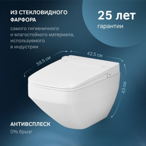 Купить Унитаз подвесной AM.PM Inspire V2.0 CCC50A1700SC безободковый с биде в Москве с доставкой Унитаз подвесной AM.PM Inspire V2.0 CCC50A1700SC безободковый с биде