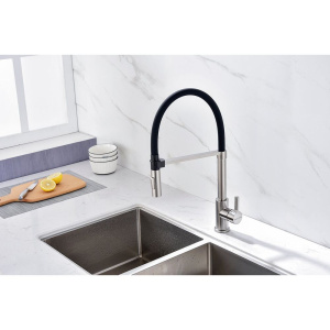 Купить Смеситель для кухни Paulmark Halt Ha214021-Ni, никель, с гибким изливом в Москве с доставкой Смеситель для кухни Paulmark Halt Ha214021-Ni, никель, с гибким изливом