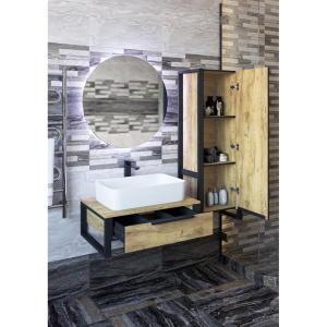 Шкаф-пенал Sanflor Гард 45 подвесной, дуб крафт золотой, черный