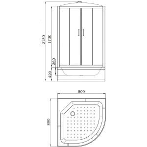 Душевая кабина Parly Classic Эконом EC821 80х80, с высоким поддоном