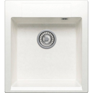 Комплект Мойка кухонная Polygran Argo 460 белый хлопок + Смеситель Lemark Comfort LM3070C-White с гибким изливом, хром, белый